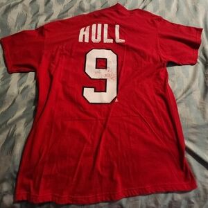 VTG Chicago Blackhawks Old Time Hockey Bobby Hull‎ #9 Red T-Shirt Men's Size L